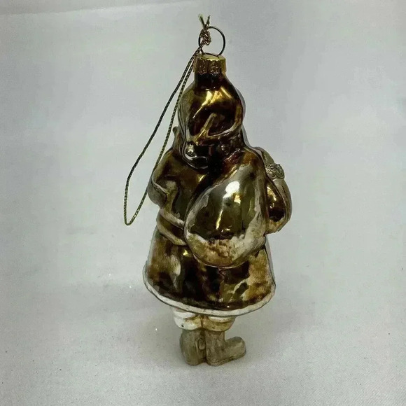 Santa Claus Glass Christmas Tree Hanging Ornament Gold Holiday Decor - Picture 2 of 4